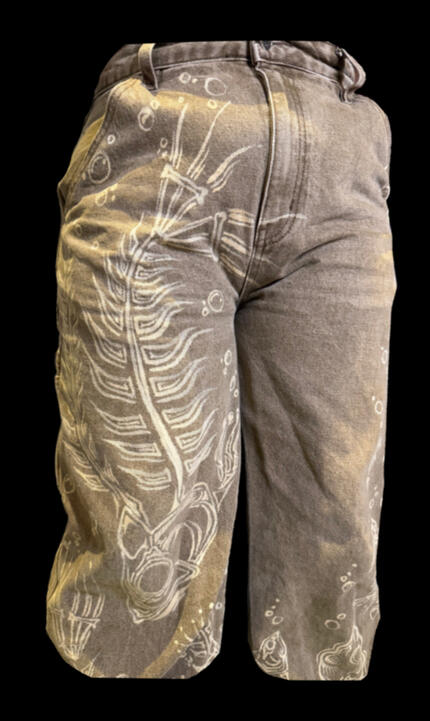 Fish Skeleton Bleach Pants